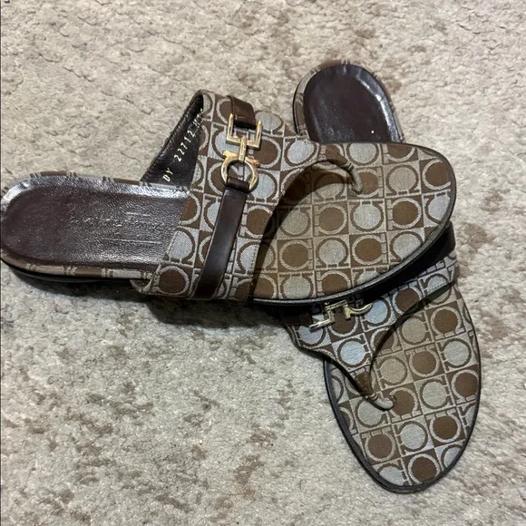 Stylish Brown Patterned ferragamo  sandals Women's Sandals - Picture 2 of 5